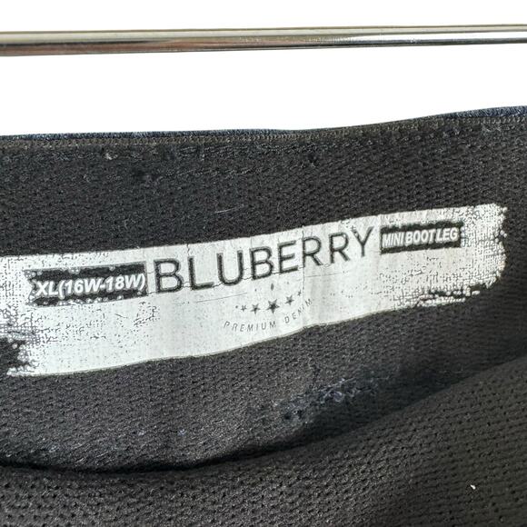 Bluberry Dark Wash Cotton Blend Elastic Waist Pull On Boot Cut Jeans XL 16W 18W - Picture 3 of 5